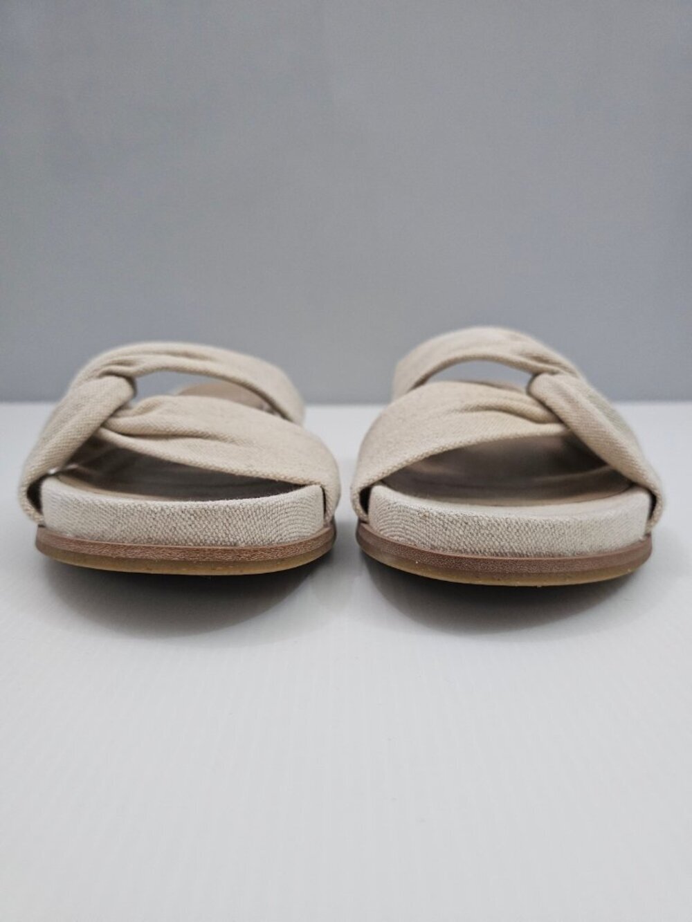 Eileen Fisher Dello Knot Slide Sandals Womens 11 Linen Natural Comfort Minimal - Picture 7 of 13